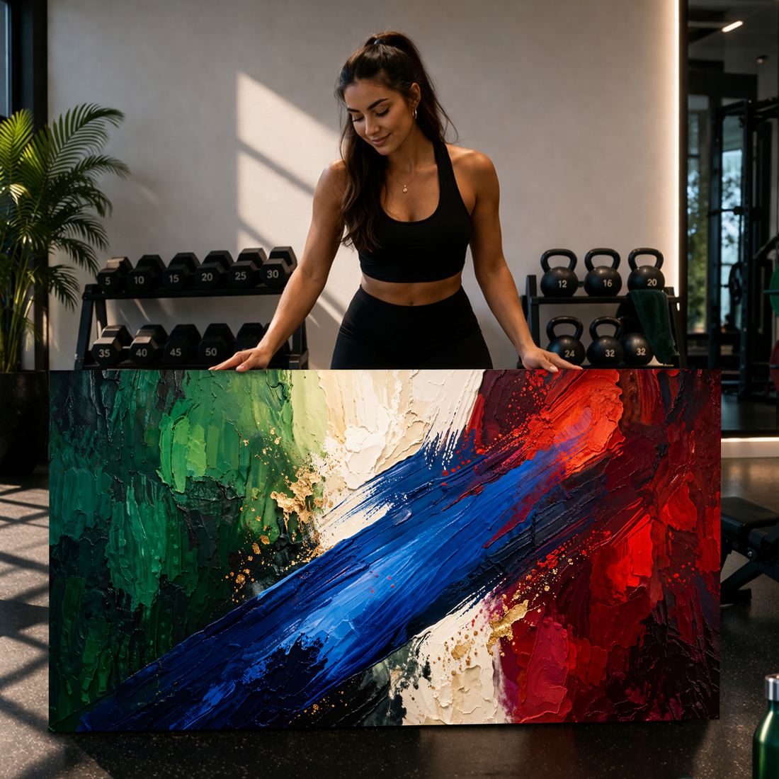 Canvas artwork placed in a generated scene: lifestyle shot