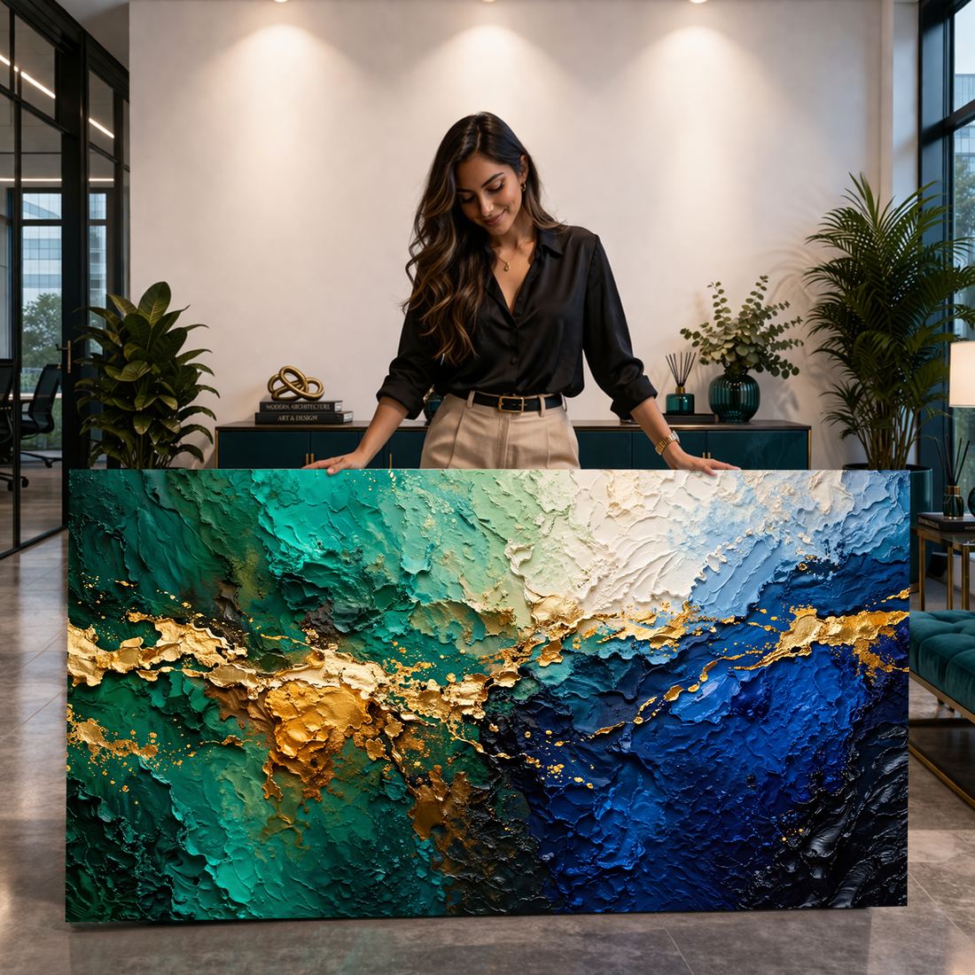 Canvas artwork placed in a generated scene: lifestyle shot