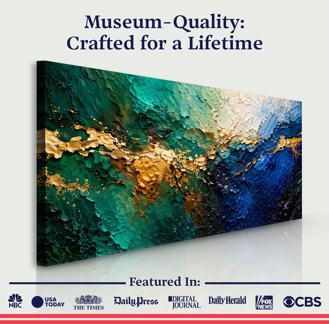 Canvas artwork placed in a generated scene: wide canvas placement